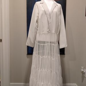 Ashley Stewart White Sheer Long Blouse